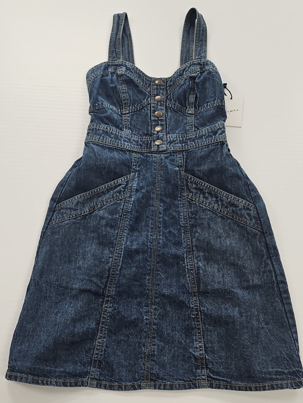 Japna Dark Blue Denim Button-Front Girls Dress